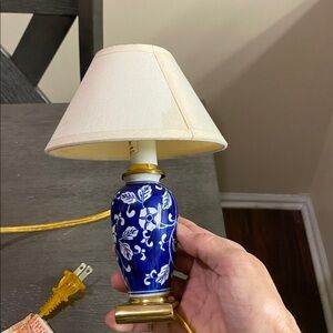 Blue  Floral Porcelain Mini Portable Lamp